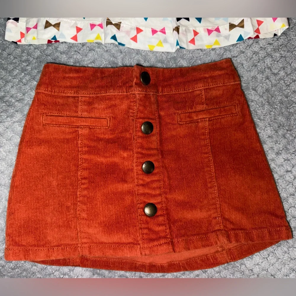 Gap + Old Navy Baby Girl Outfit Set 18-24M Bow Print Top Corduroy Skirt